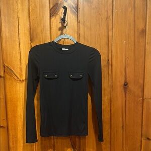Zara Women’s Black Long Sleeved Ribbed Shirt Size S